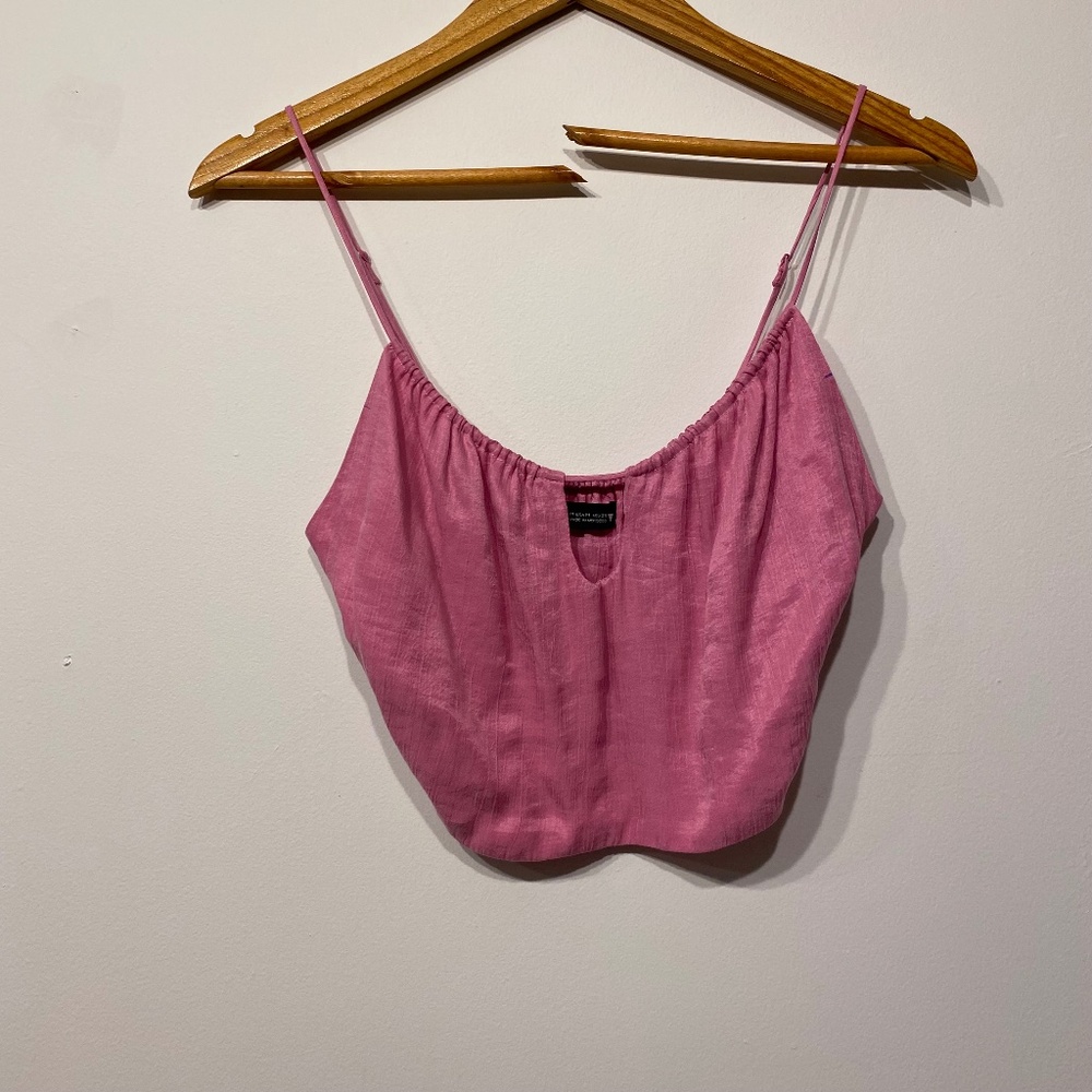 Zara Pink Cropped Keyhole Sleeveless Summer Tank Size Medium